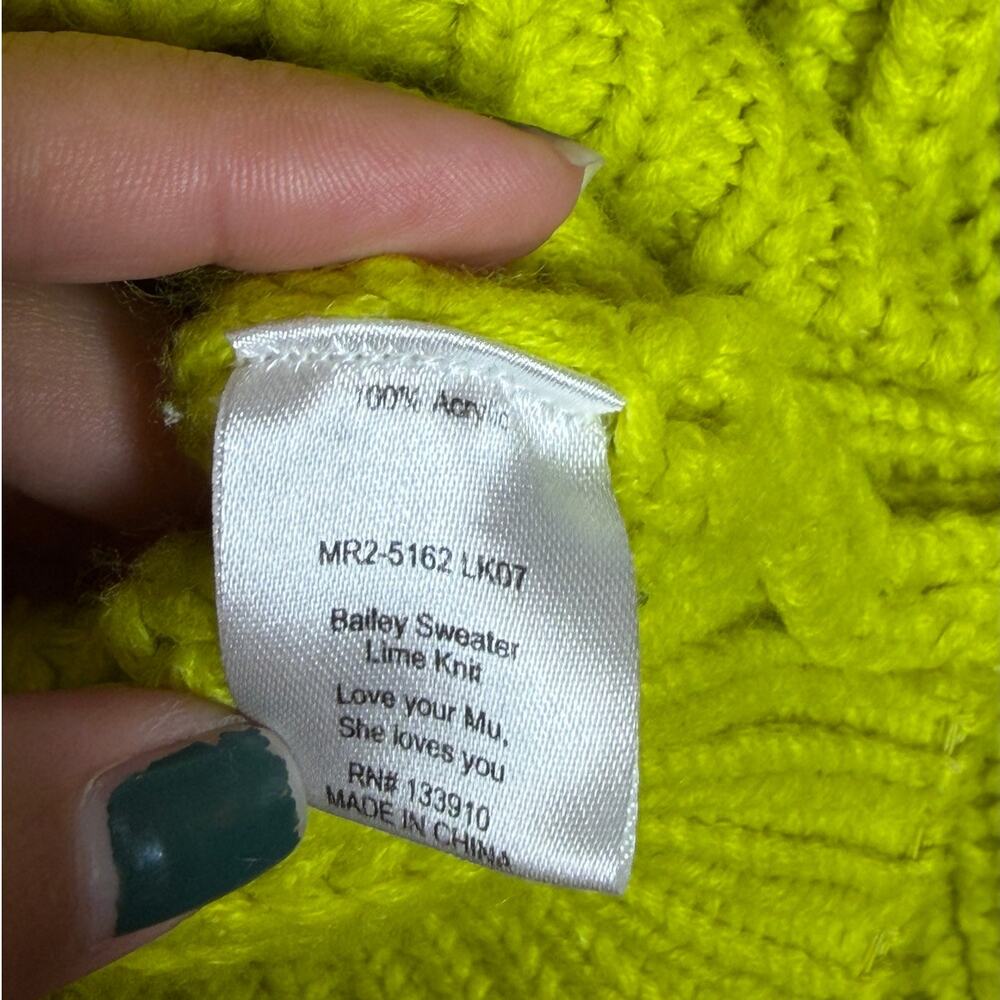 Show Me Your Mumu Sweater Top Green Chunky Cable Knit Crewneck Winter Size XS - Picture 11 of 11